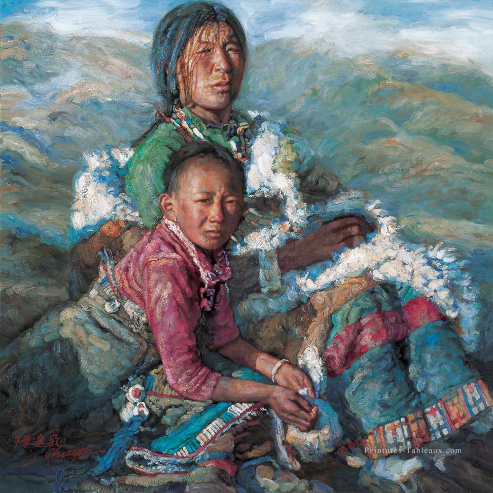 Mère et enfant 4 chinois Chen Yifei Peintures à l'huile